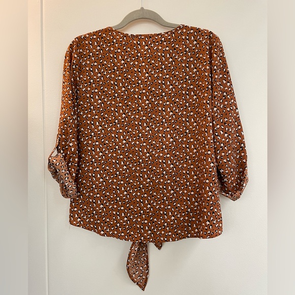 West Kei Animal Print, Tie Front Blouse - Picture 2 of 7